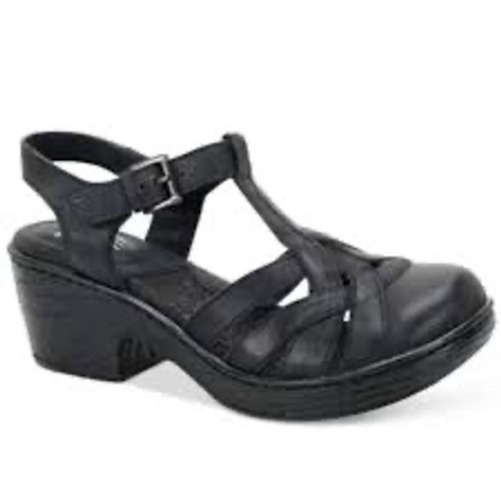 B.O.C. Persi black leather t-strap clog sandal women's‎ size 8 summer casual